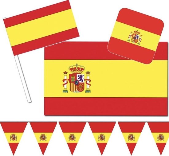 Feestartikelen Spanje versiering pakket - Spanje landen thema decoratie - Spaanse vlag