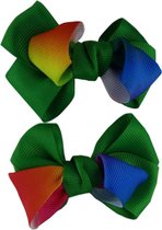 Jessidress Haarclips met regenboog kleuren strik - Groen