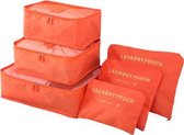 Packing Cubes - 6 stuks - Koffer Organiser - Oranje - Je koffer georganiseerd ingepakt