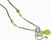 Lange ketting geel met koord 60 cm lengte hanger met engel 13 cm lengte + 7,5cm verlengketting