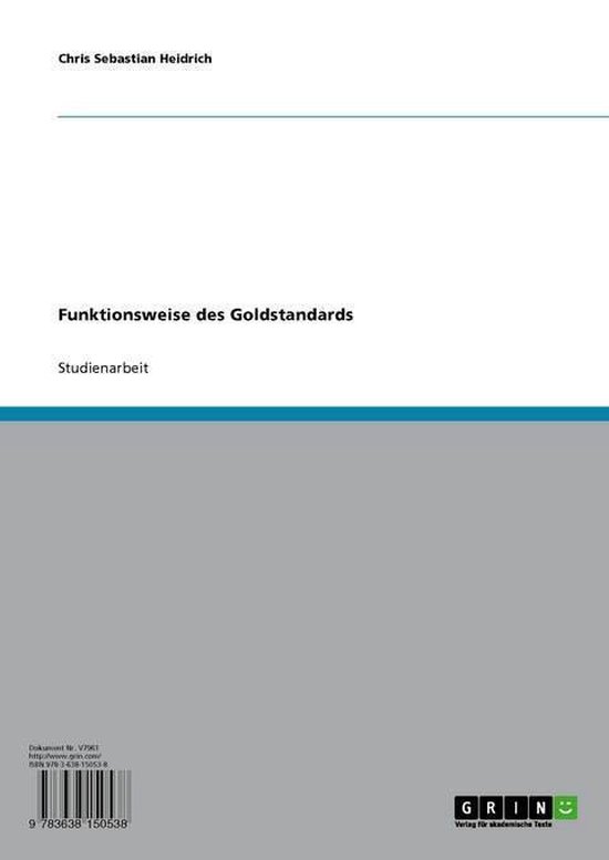 Funktionsweise des Goldstandards (ebook), Chris Sebastian Heidrich ...