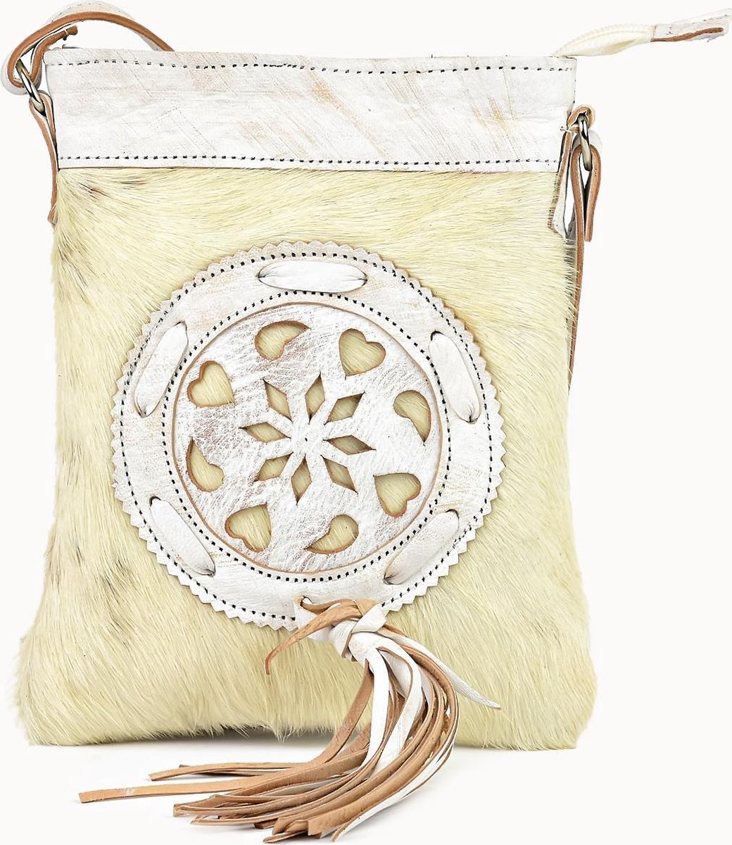 Doenya Tasje ‘Farin’ (wit) leer, Boho stijl