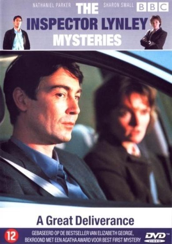 DVD hoes "The Inspector Lynley Mysteries: A Great Deliverance" met Nathaniel Parker en Sharon Small. Man en vrouw in auto.
