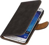 Mobieletelefoonhoesje.nl - Hout Bookstyle Hoesje voor Samsung Galaxy J7 Grijs
