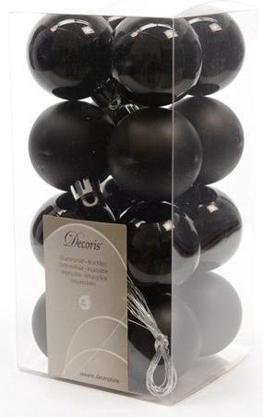 Zwarte kerstballen mat en glans 16x - Plastic Kerstballen | bol.com