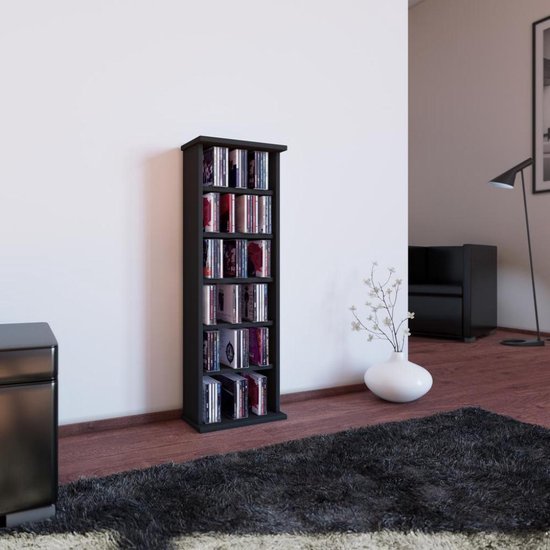 Armoire CD / DVD VCM Vostan sans porte, noire pour 150CD / 65DVD