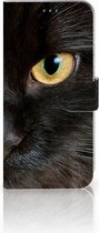 Geschikt voor Samsung Galaxy A50 Telefoonhoesje met Pasjes Zwarte Kat