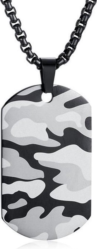 Dogtag Ketting - Heren ketting - Camouflage - Militair - Edelstaal - 60cm