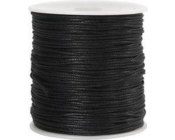 Creativ Company Katoenkoord – Gewaxt Koord voor Sieraden – 1 mm – 100 Meter – Zwart