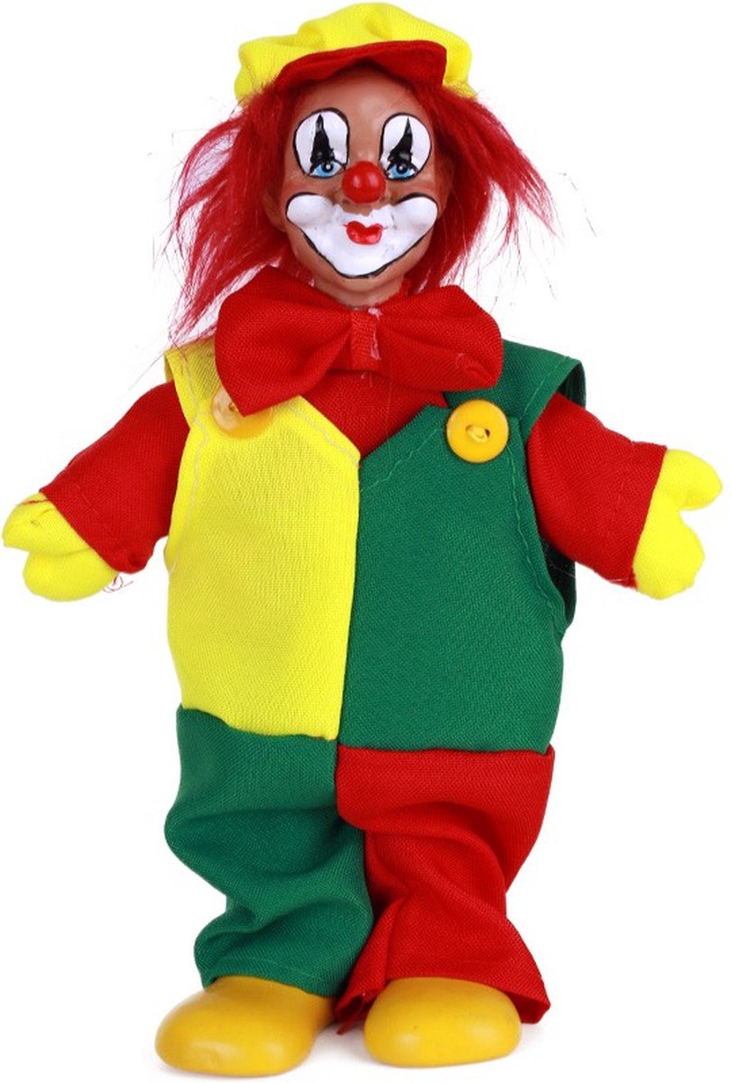 Clownspop met pet rood/geel/groen 20cm
