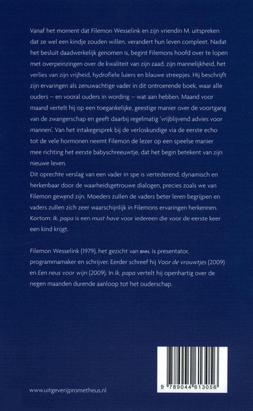 Achterkant van het boek 'Ik, Papa' van Filemon Wesselink.