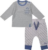 Dirkje Basics Jongens set (2delig) Shirt Grijs gestreept en broek Grijs - Maat 50