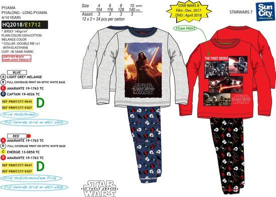 Pyjama Star Wars Kylo Ren gris taille 4 (104cm)