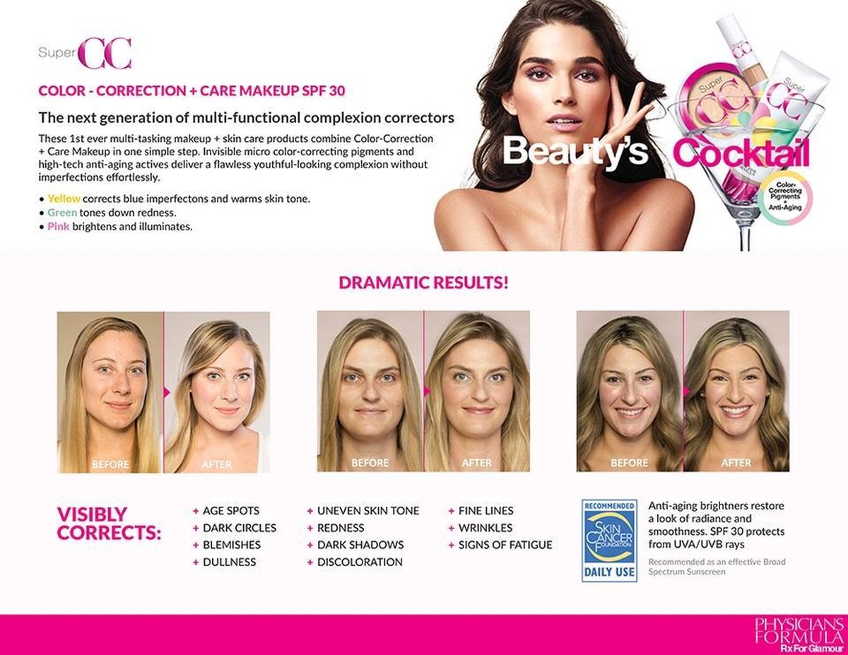 Physicians Formula Super CC ColorCorrection and Care CC Cream SPF 30 6235 Light/Medium