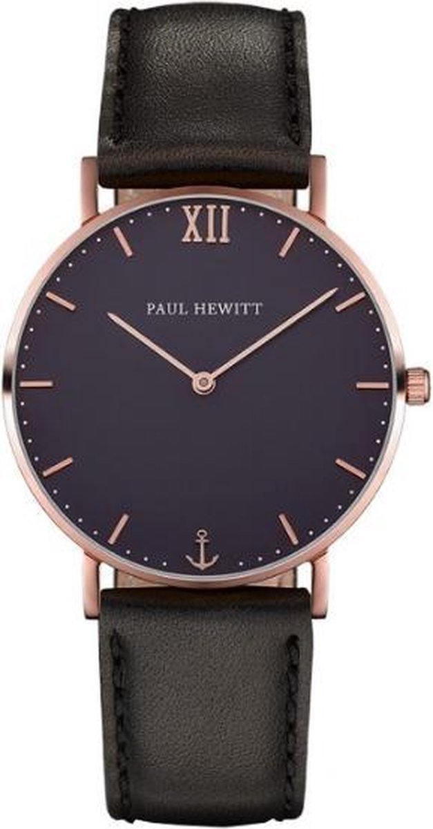 Paul Hewitt Sailor Line Rose Gold Blue Lagoon - Horloge - 39mm - Zwart