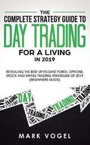 Boek "The Complete Strategy Guide to Day Trading for a Living in 2019" van Mark Vogel, met groene tekst en een pijl.