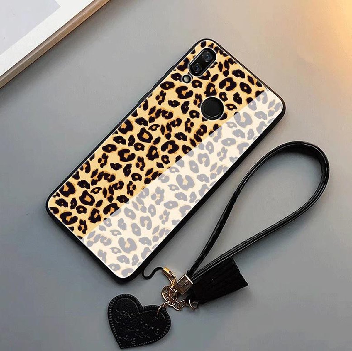 Trendy Leopard/Tijger hoge kwaliteit schokbestendige krasbestendige glazen backcover ( Iphone X & XS )