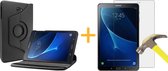 Samsung Galaxy Tab A 10.1 (2016) - Leer Zwart Draaibare 360 Graden Cover Hoes + Screenprotector / Screen protector - Book Case met Multi-Stand Rotatie