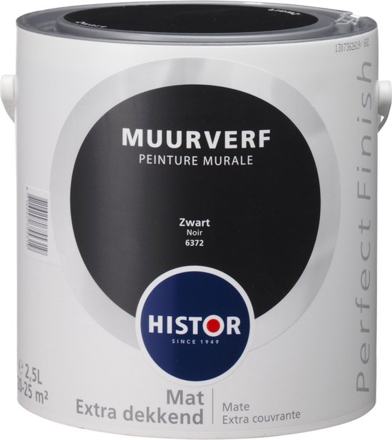 room schermutseling Groot Histor Perfect Finish Muurverf Mat - 2,5 Liter - Zwart | bol.com