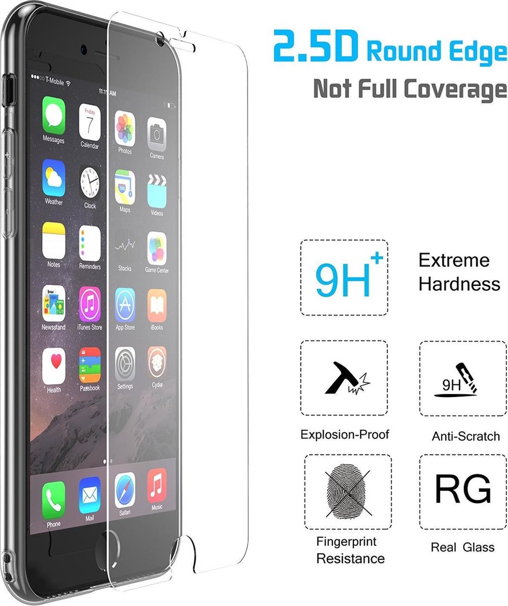 Screenprotector geschikt voor Apple iPhone 7 Plus - Tempered Glass Screenprotector 2,5D 9H (Gehard Glas)