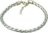 Silventi 910470253 Leren gevlochten armband - Zilverkleurig