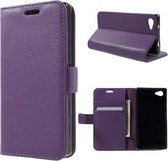 Litchi Cover wallet hoesje Sony Xperia Z5 Compact paars