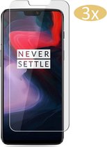 3 Stuks Screenprotector geschikt voor OnePlus 6 - Tempered Glass Glazen Gehard Transparant 9H 2.5D - van iCall