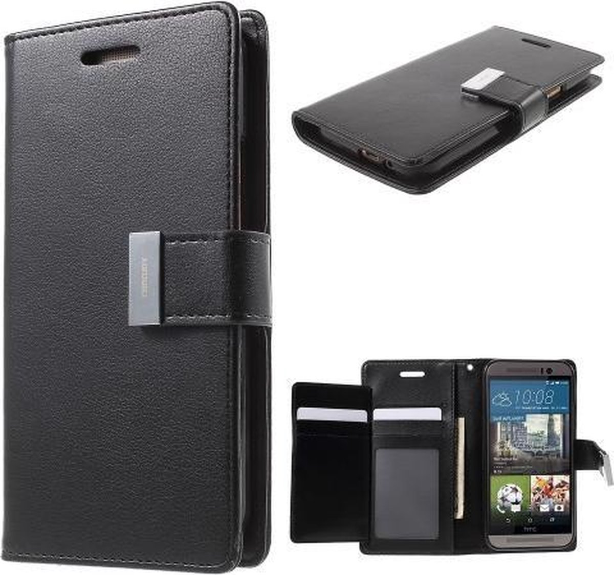 Mercury Rich Dairy wallet case zwart HTC One M9