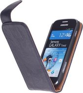 Polar Echt Lederen Samsung Galaxy S Duos S7562 Flipcase Hoesje Navy Blue - Cover Flip Case Hoes