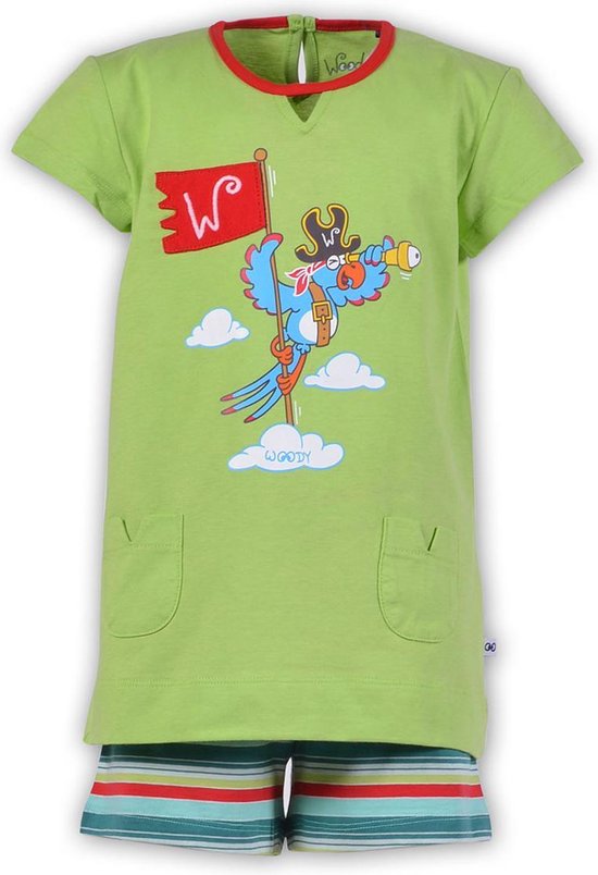 Woody pyjama meisjes papegaai - groen - 181-1-BST-S/720 - maat 128