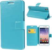 Smooth color wallet case hoesje Huawei Ascend P7 blauw