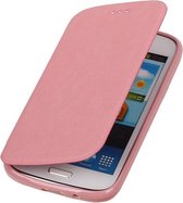 Polar Map Case Licht Roze Samsung Galaxy S Duos S7562 TPU Bookcover Hoesje