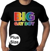 Grote maten Big gay boy regenboog gay pride t-shirt zwart heren 3XL