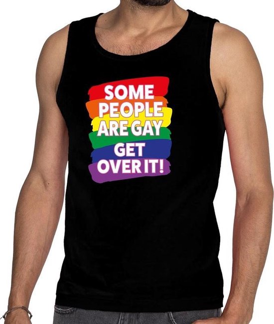 Gayride some people are gay get over it! tanktop/mouwloos shirt - zwart  regenboog... | bol.com