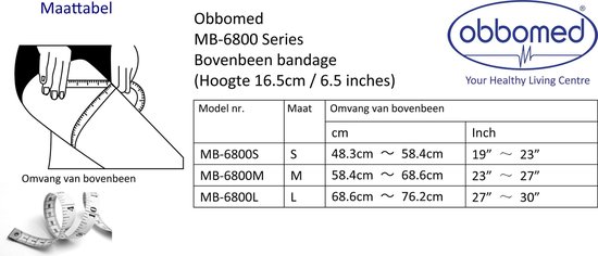 Bovenbeenbandage - met stevig klittenband - maat L - Obbomed MB 6800L