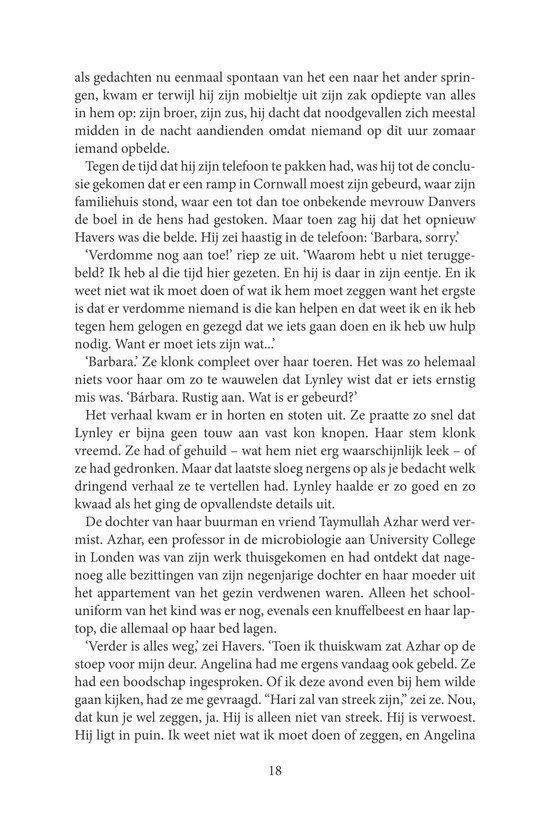 Een pagina met Nederlandse tekst, titel "Verloren onschuld" van Elizabeth George.