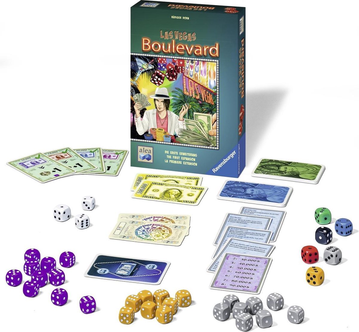 Ravensburger 26938 Las Vegas Spiel – Würfelspaß Für 2-5 Spieler, Glücksspiel Mit Geldkarten & Casinos, Ab 8 Jahren