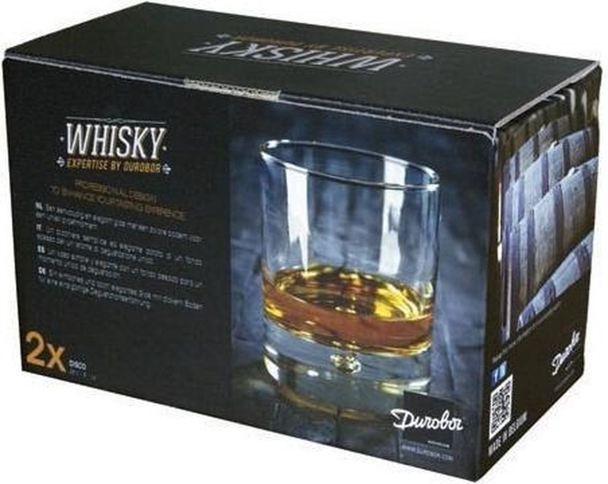 2x rechte whiskey glazen - 290 ml - whiskyglas - Merkloos