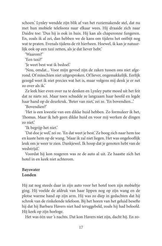 Een pagina met Nederlandse tekst, titel "Verloren onschuld" van Elizabeth George.