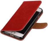 Pull Up TPU PU Leder Bookstyle voor iPhone 7 Rood