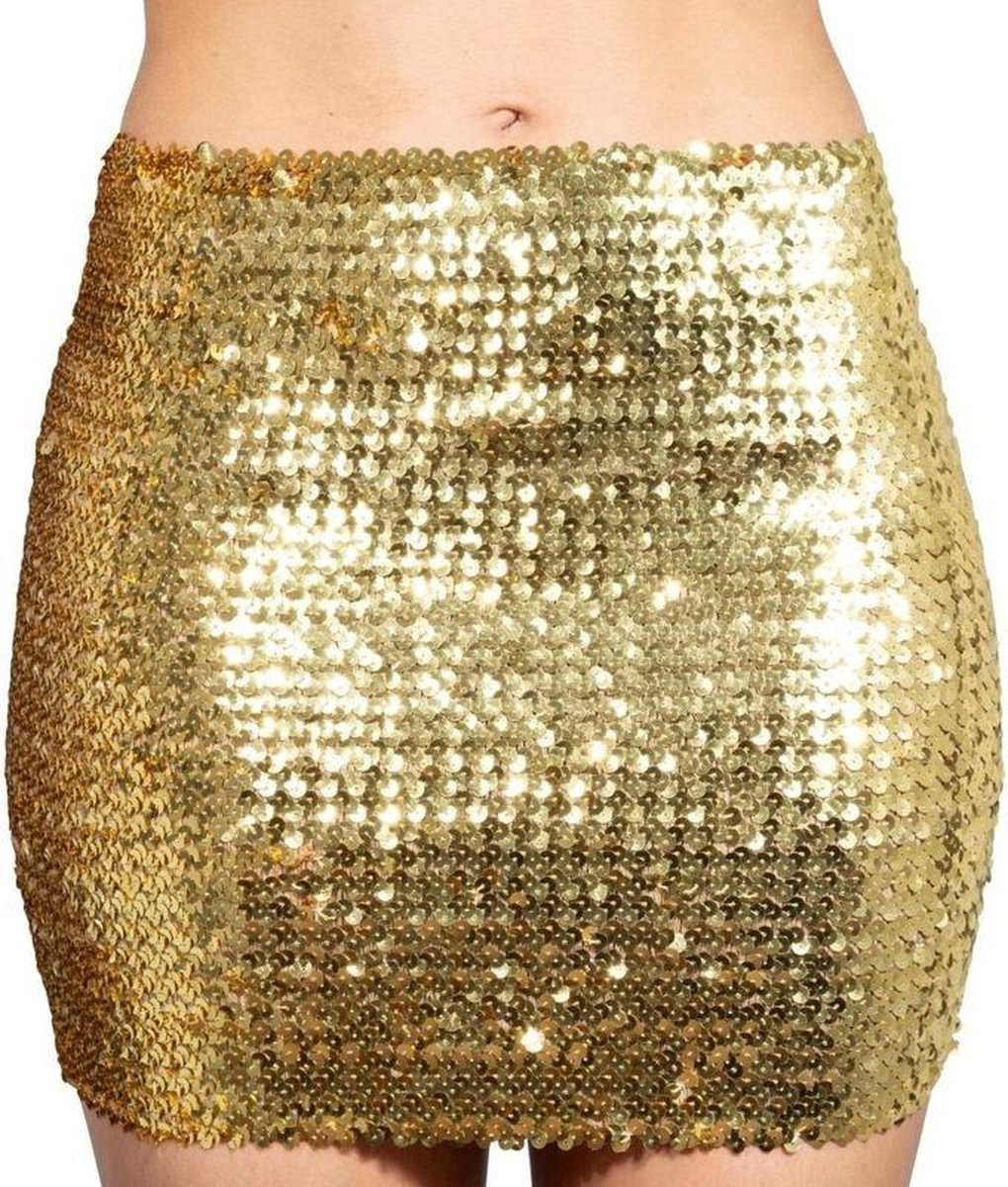 Gouden glitter pailletten disco rokje dames - Gouden glitter carnaval/  verkleed kleding | bol.com