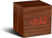 Cube Click Clock wekker walnoot - rode - led