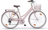 Dames - meisjes fiets BMB Boulevard stads hybride roze 28 inch, 18 versnellingen