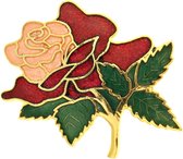 Behave® Broche bloem roos rood roze - emaille sierspeld -  sjaalspeld