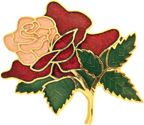 Behave® Broche fleur rose rouge rose - Broche décorative en émail - Broche foulard