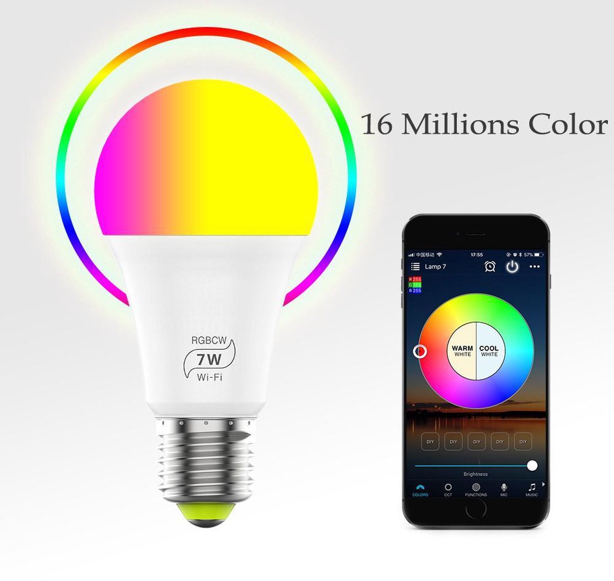 aspect Scepticisme Begunstigde Lipa B15516 7W wifi smart lamp / 16 miljoen kleuren / Op afstand bedienen /  Kleur... | bol.com