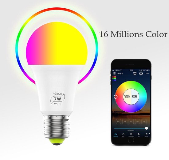 In detail fonds onkruid Lipa B15516 7W wifi smart lamp / 16 miljoen kleuren / Op afstand bedienen /  Kleur... | bol.com