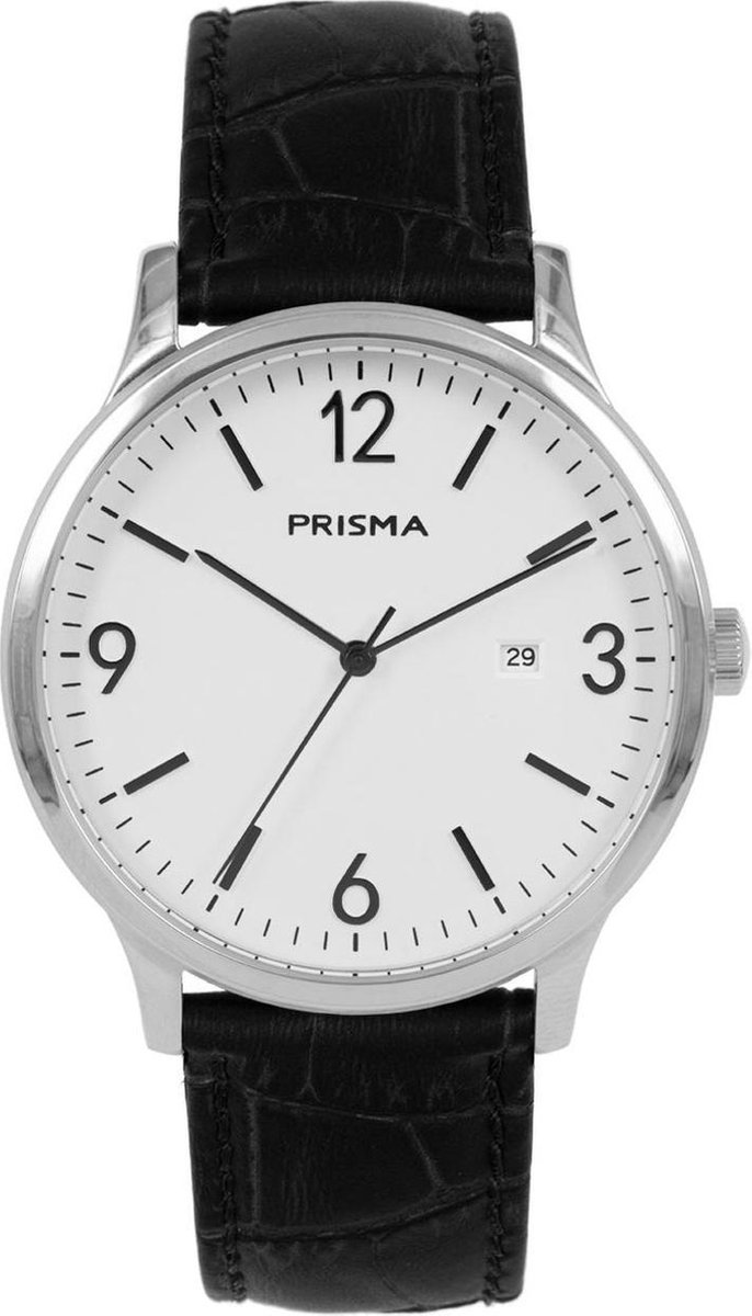 Prisma Herenhorloge P.1631 Lederen band Zilver