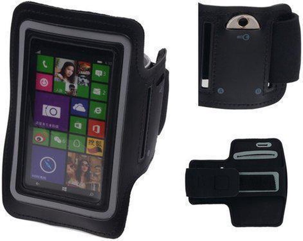 Nokia Lumia 735 Zwart Sport Armband Neopreen