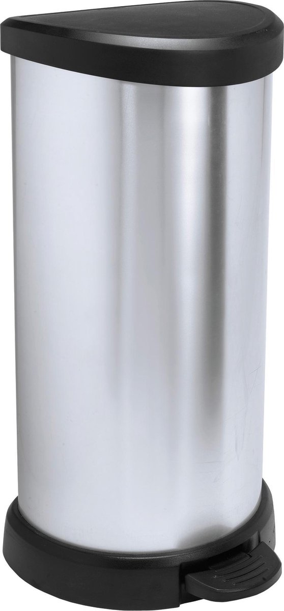 Curver Decobin Prullenbak - Pedaalemmer - 40l - Zilver Metallic